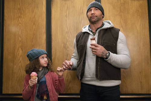 Dave Bautista and Chloe Coleman.